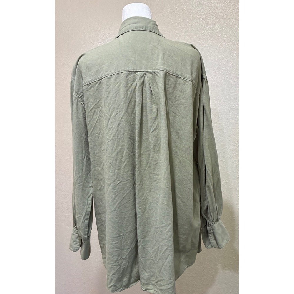 Banana Republic Women L Olive Green Linen Blend Long Sleeve  Oversized Shirt - Picture 2 of 5